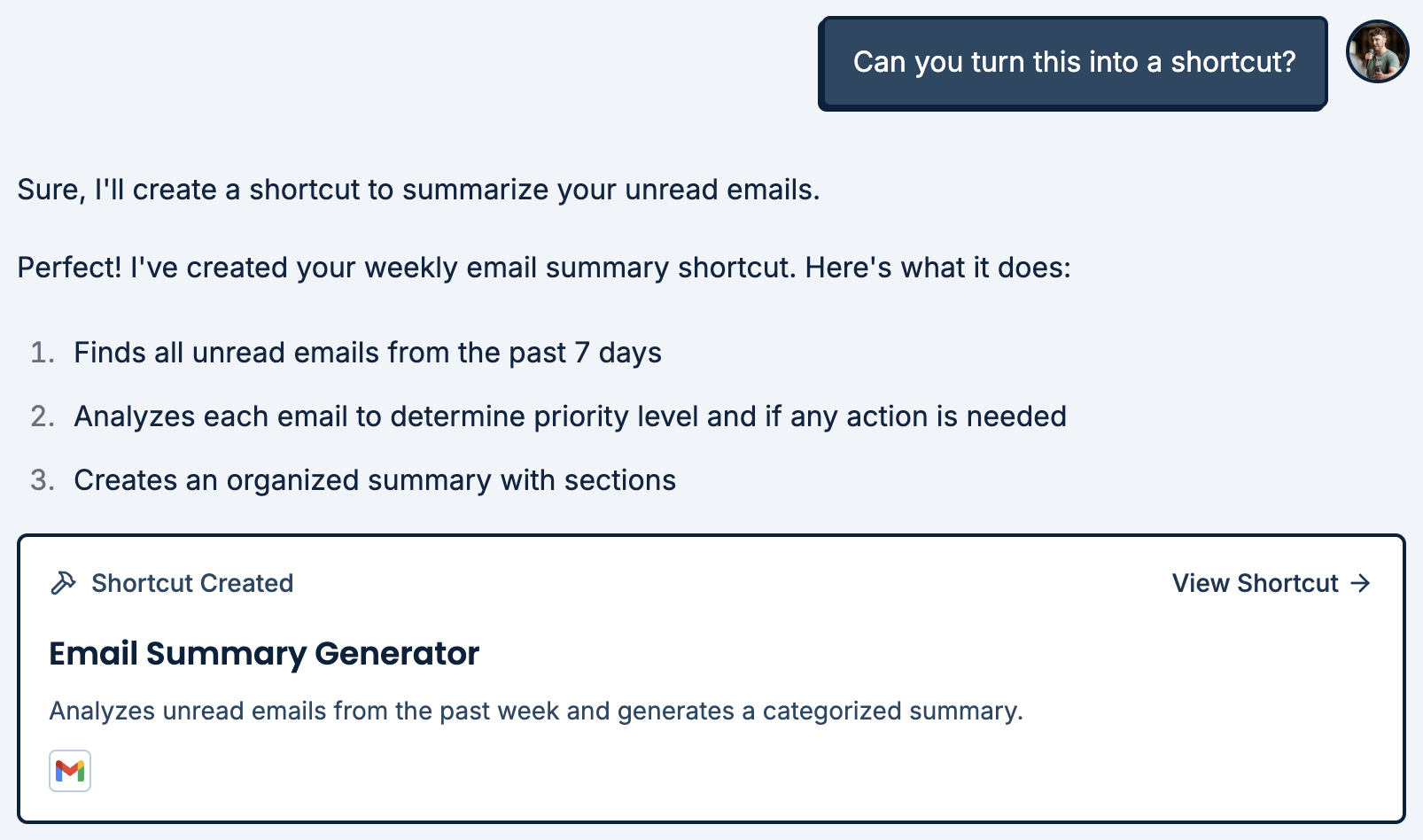 Save task as a shortcut