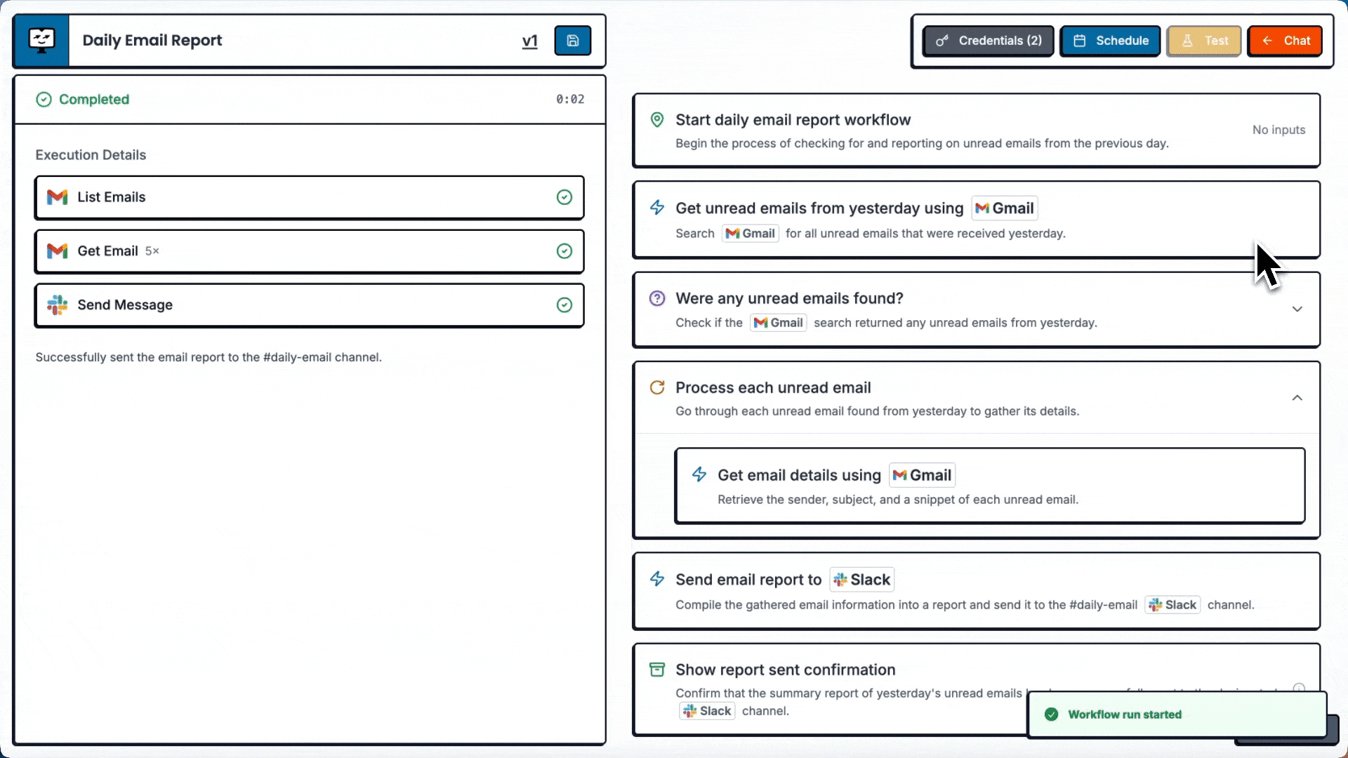 Scheduling workflow demonstration